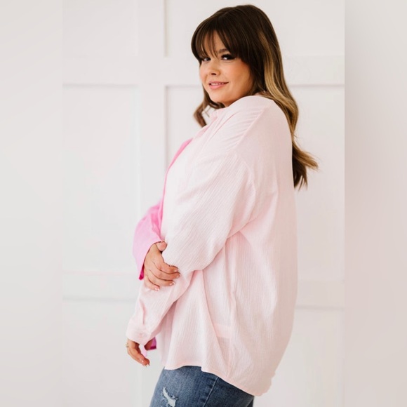 AMOLI Pinky Promise Color Block Button Down Shirt NWT Size 3X - Picture 3 of 8